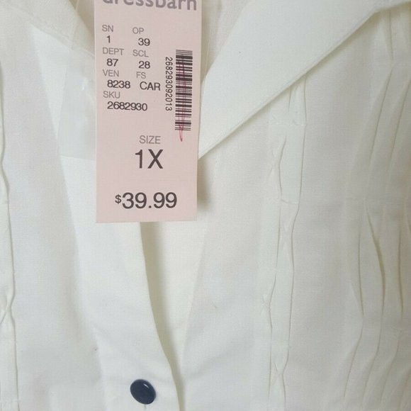 Vintage Dressbarn Women's White Blouse Pleated 1X - Picture 5 of 12